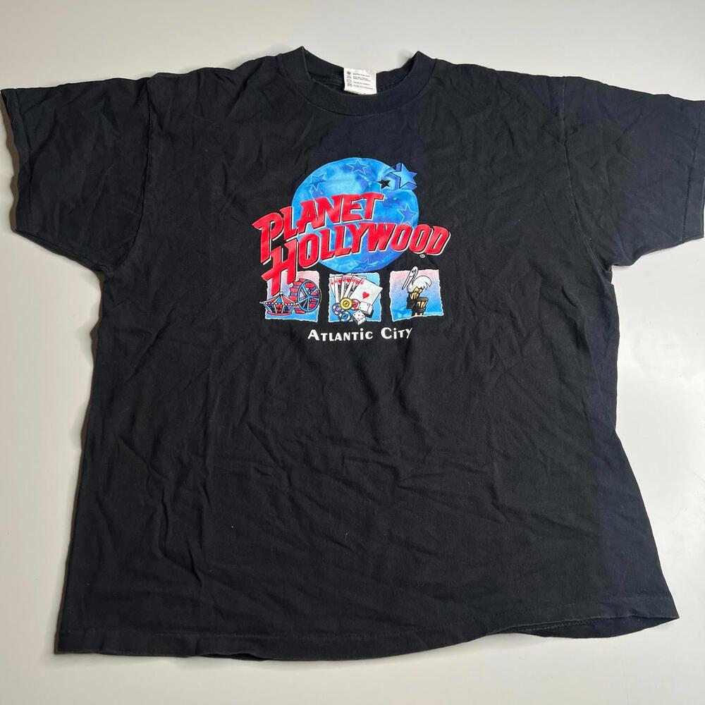 Vintage Planet Hollywood Atlantic City‎ T-Shirt XL Made in USA 90s Single Stitch